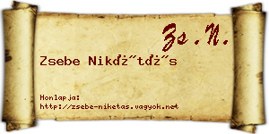 Zsebe Nikétás névjegykártya